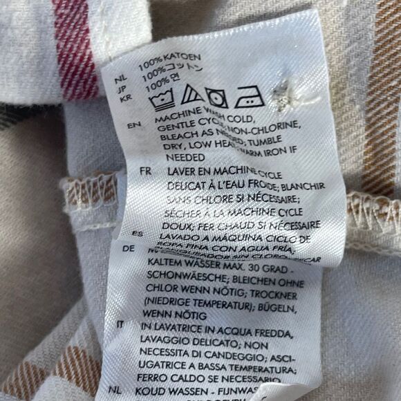 Brixton Bowery Cream/Tan Block Plaid Straight Hem Long Sleeve Flannel Sh… - Picture 8 of 10